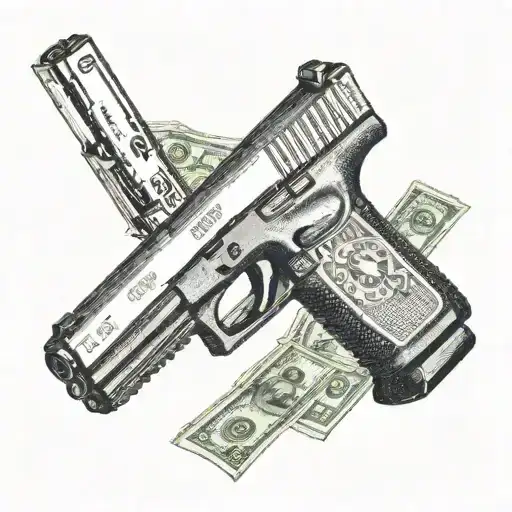 Glock 20 with cash tattoo design idea