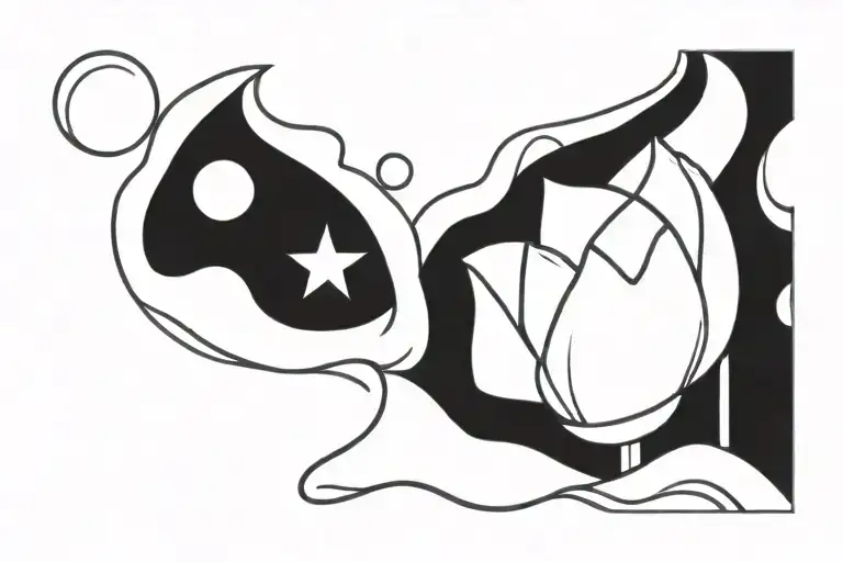 Lotus Flower with moon tattoo design idea