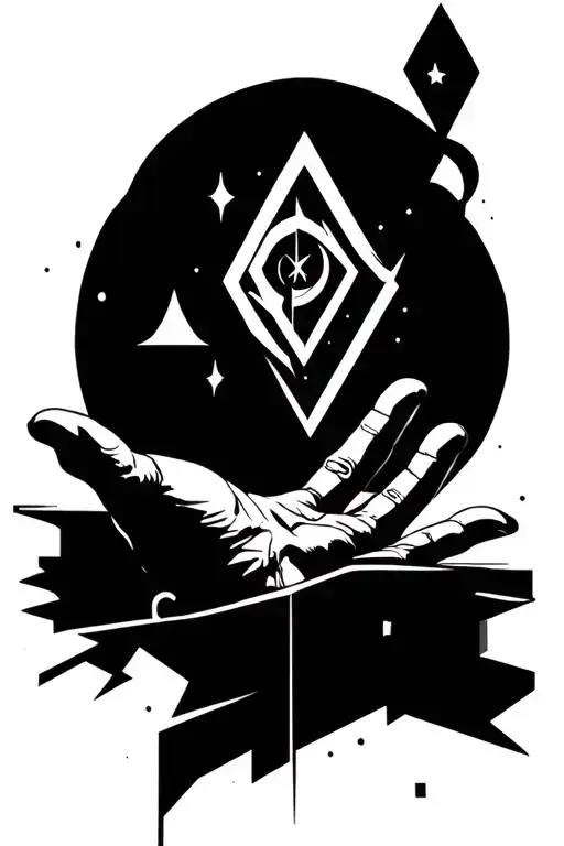 full metal alchemist automail hand reaching towards a philosphers stone tattoo design idea