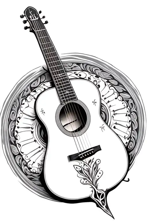 circle of fifths stilish guitar tattoo design idea