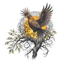 Phoenix Bird Inside A Tree Of Life tattoo design idea