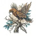 Phoenix Bird Inside A Tree Of Life tattoo design idea