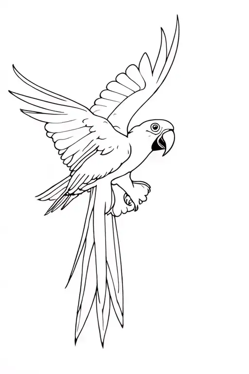 rainbow macaw flying away tattoo design idea