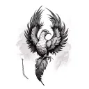 A phoenix feather transforming into a scalpel, blending the client's love for surgery and the mythical bird tattoo design idea