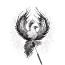 A phoenix feather transforming into a scalpel, blending the client's love for surgery and the mythical bird tattoo design idea