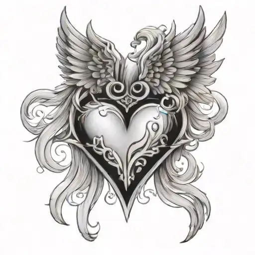 heart angel wings 291 tattoo design idea