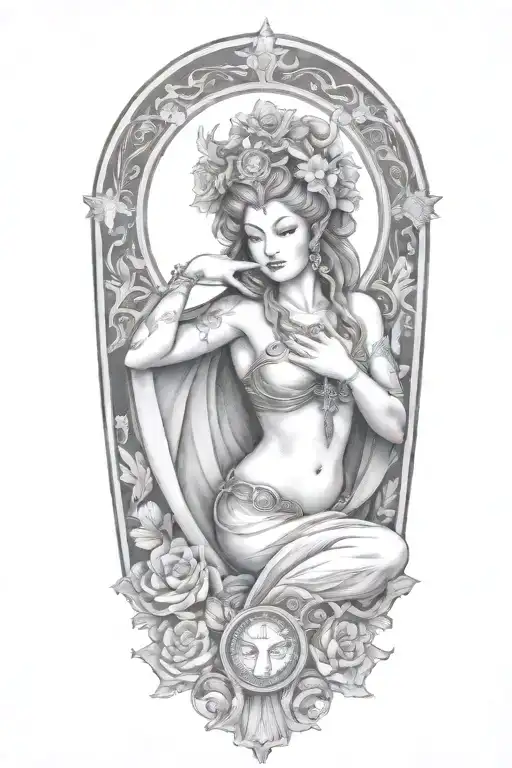 fortuna goddess sexy fit tattoo design idea