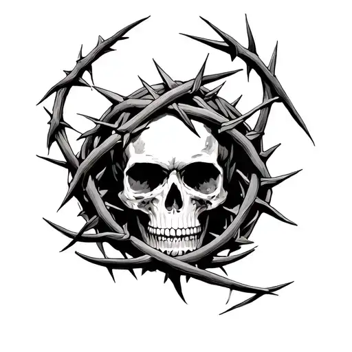 crown of thorns wrapped no skull tattoo design idea