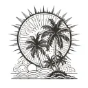 Miami palms rising sun tattoo design idea