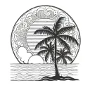 Miami palms rising sun tattoo design idea