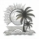 Miami palms rising sun tattoo design idea