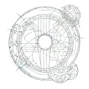 cursed bloody moon, with seams, many curves lines, cyber sigilism, crosses tattoo design idea