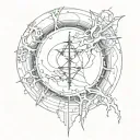 cursed bloody moon, with seams, many curves lines, cyber sigilism, crosses tattoo design idea