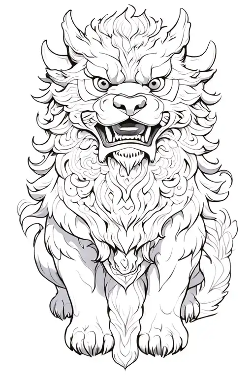 full body foo dog tattoo design idea