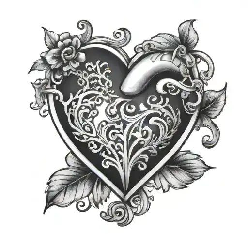 L & M heart shape tattoo design idea