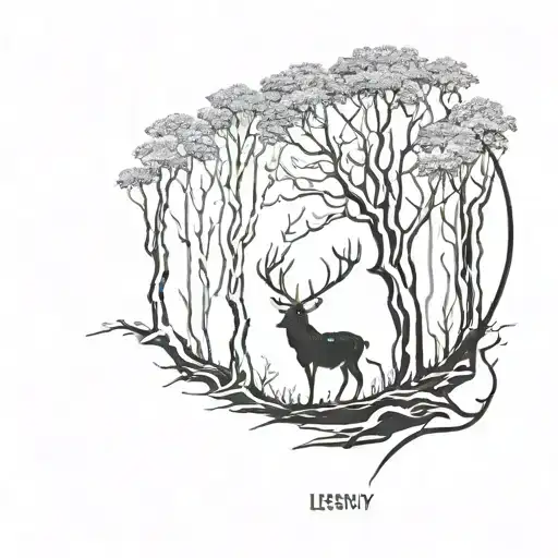 leshy surounded by trees tattoo design idea
