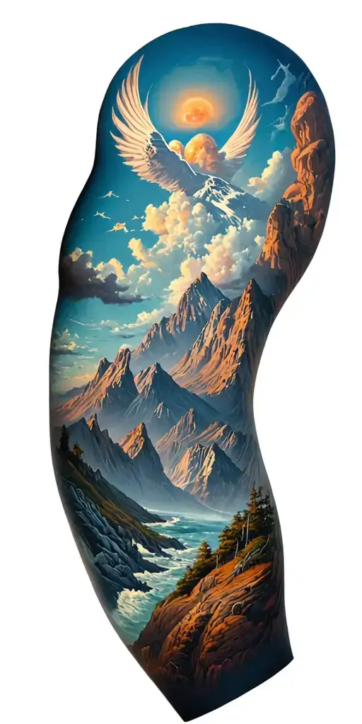 heavenly landscape tattoo design idea