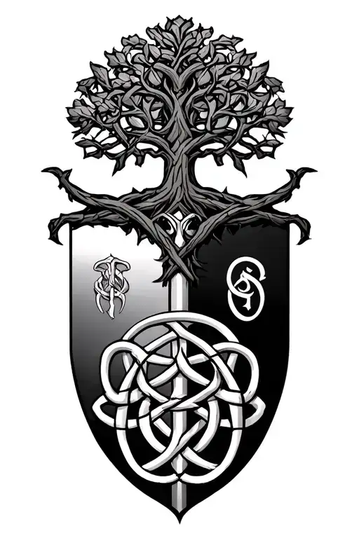 Cullen family crest with Celtic tree of life tattoo design idea