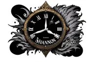 xxxtentacion iconic clock tattoo with the name Shannon  tattoo design idea