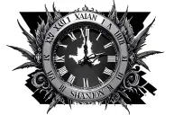 xxxtentacion iconic clock tattoo with the name Shannon  tattoo design idea