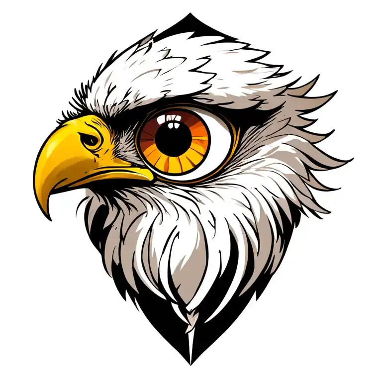 evil eye with eagle tattoo design idea