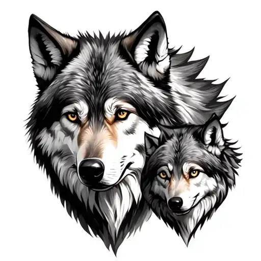 Father Son Wolf tattoo design idea