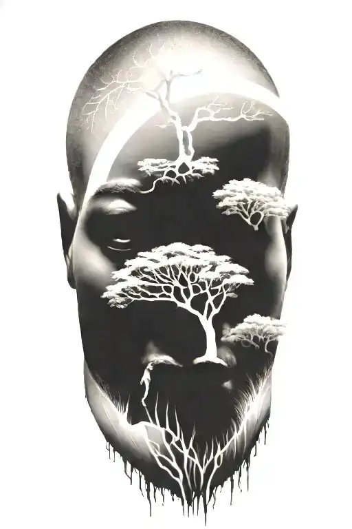African man and a tree tattoo design idea