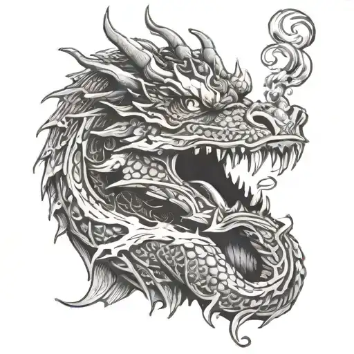 dragon Santa smoking pipe tattoo design idea
