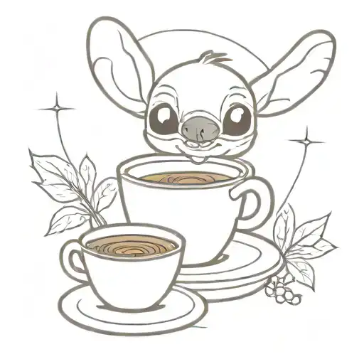 stitch with a espresso tattoo design idea