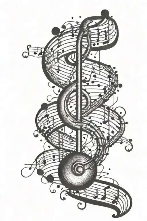 music themed tattoo and dna tattoo design idea