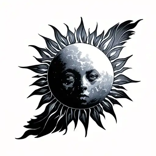 Negative Space Sun tattoo design idea