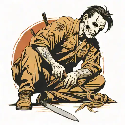 Michael Myers only holding his knife stabbing tattoo design idea