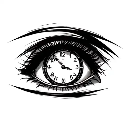 kurumi tokisaki anime character clock eye looking tattoo design idea