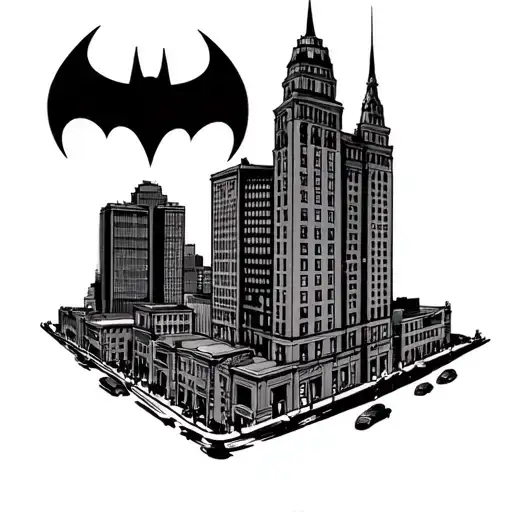 Nashville TN batman building view tattoo design idea