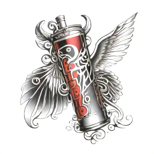A red bull with wings made of musical notes, representing the client's favorite drink and passion for music tattoo design idea