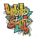 brick wall with graffiti writing tattoo design idea