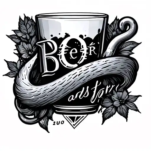 bèer glass and hook with bs farms tattoo design idea