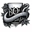 bèer glass and hook with bs farms tattoo design idea
