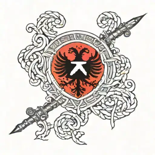 stemma del albania flags intertwined tattoo design idea