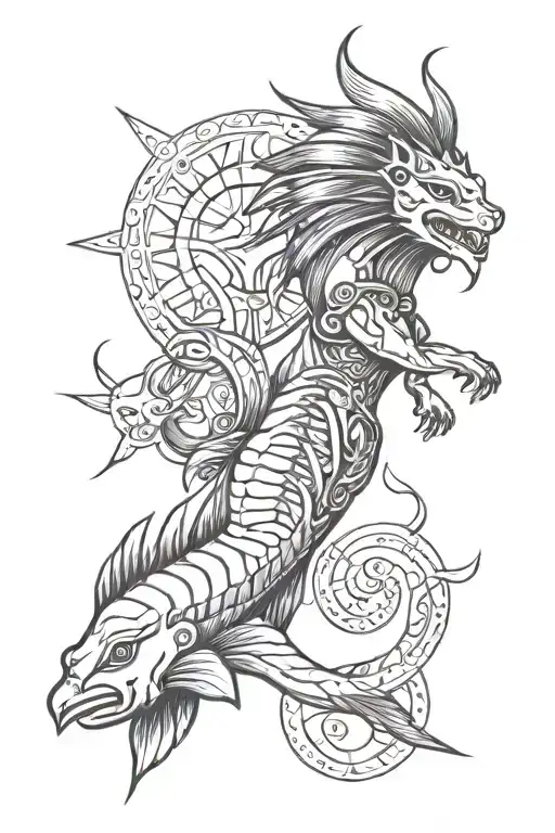 create a tattoo that tells the history. born on 08/03/1995, zodiac sign is Pisces. patriotic indian tattoo design idea