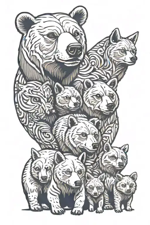 bear, Berlin, cat, Wolf, family tattoo design idea