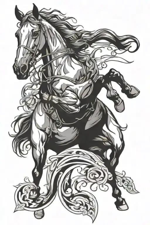 horse jumping tattoo design idea