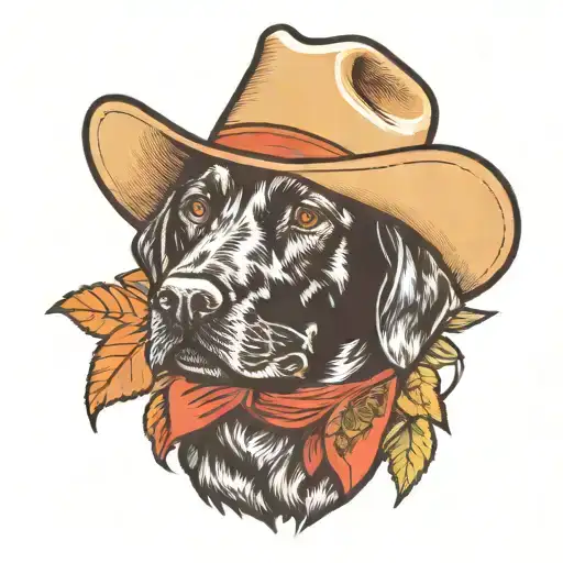 black lab dog wearing cowboy hat tattoo design idea