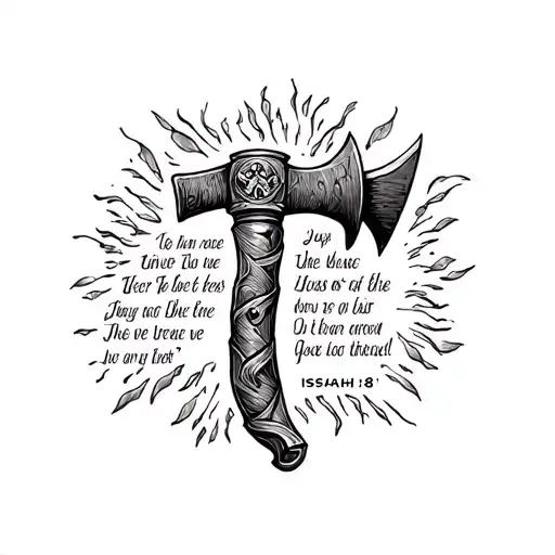 firefighter axe with Isaiah 6:8 Bible verse tattoo design idea
