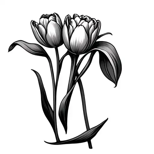 tulip bouquet tattoo design idea