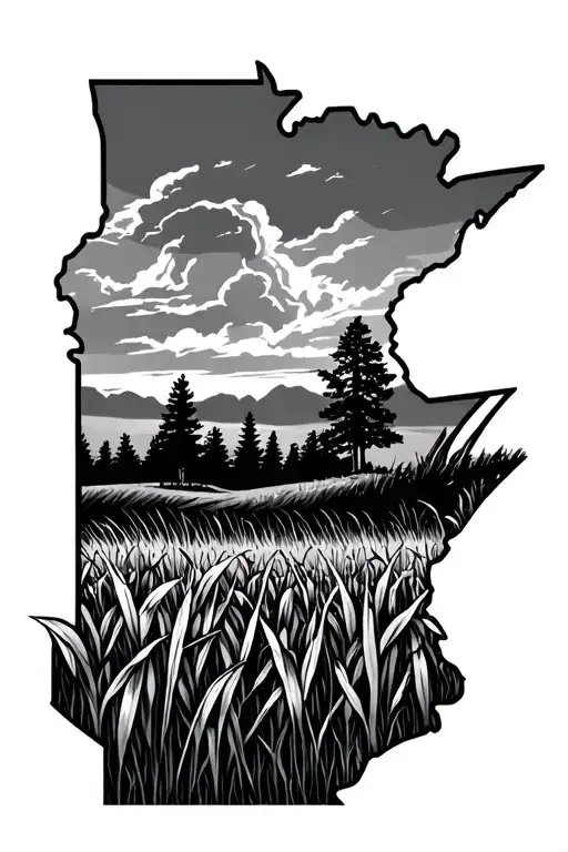 Midwest woods and cornfield tattoo design idea
