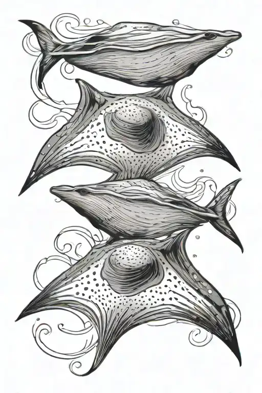 two sting rays swimming tattoo design idea