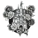 disney castle with flowers  tattoo design idea
