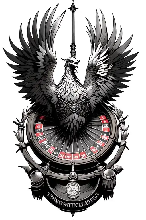 gladiator phoenix roulette wheel inside surrounded tattoo design idea