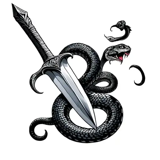 long sword with snake tattoo design idea
